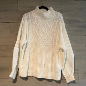a new day Cream Cable Knit Turtleneck Sweater